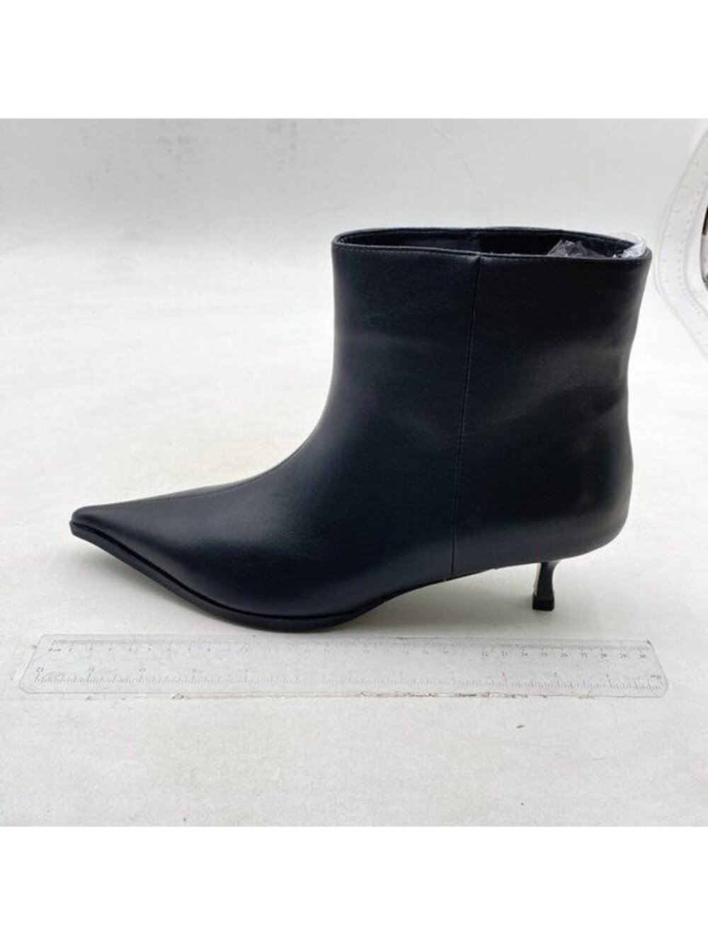 Ankle Boots for Women Low Heel Pointed Toe Stretch Kitten Heels Black